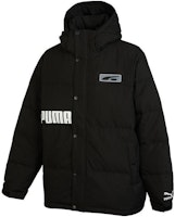 PUMA Logo Print Hooded Down Jacket Unisex Black. 539727-01 PUMA Logo Print Hooded Down Jacket Unisex Black. 539727-01