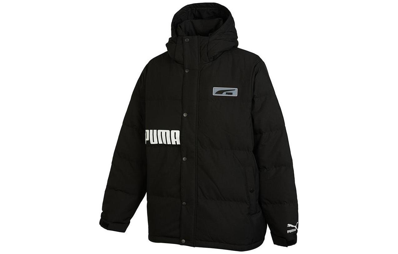 Order PUMA Logo Print Hooded Down Jacket Unisex Black. 539727-01