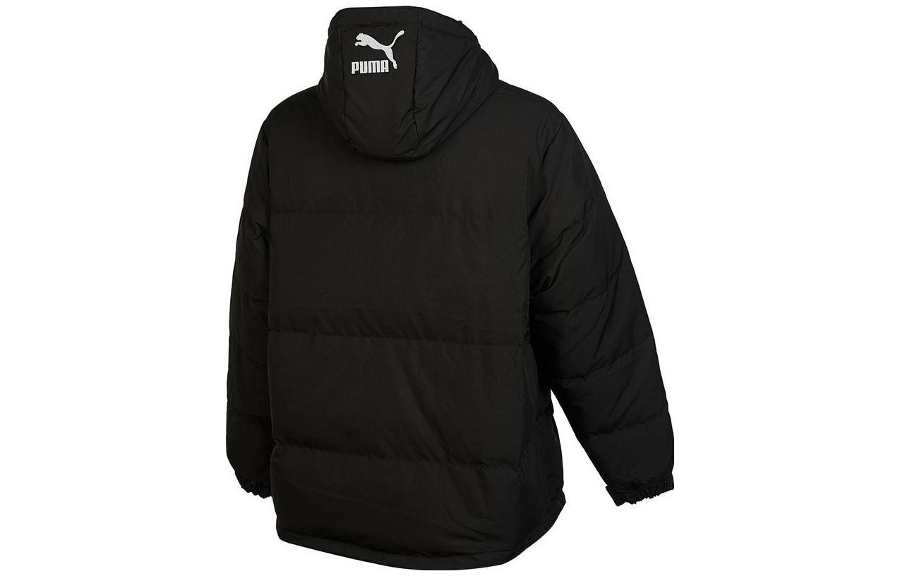 Lookbook PUMA Logo Print Hooded Down Jacket Unisex Black. 539727-01