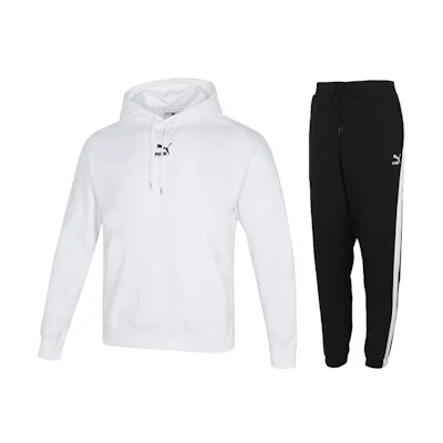 Puma Logo Print Hoodie and Breathable Durable Training Pants Set 535305-02+530373-01