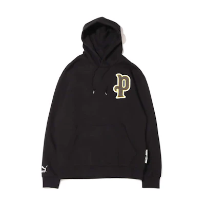 Puma Logo Print Sleeve Hoodie Black Color 534313-01