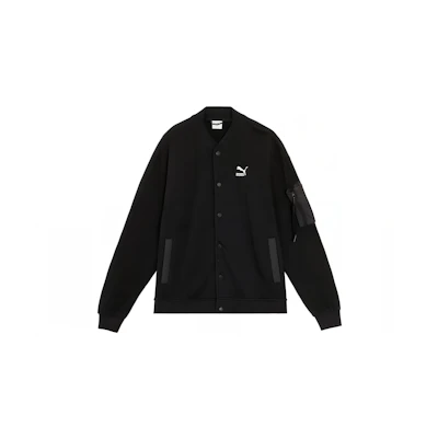 Puma Logo Printed Black Baseball Jacket Unisex Casual Wear 677394-01