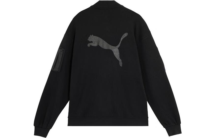 Puma Logo Printed Black Baseball Jacket Unisex Casual Wear 677394-01 圖 3