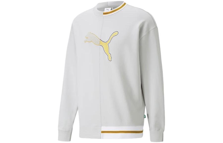 Puma Logo Printed Casual Long-Sleeve Sweatshirt Light Gray 533481-09