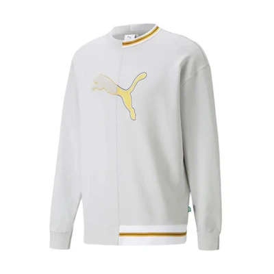 Puma Logo Printed Casual Long-Sleeve Sweatshirt Light Gray 533481-09