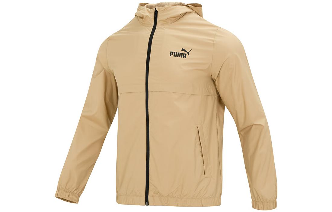 Puma Logo Printed Casual Woven Hooded Jacket in Khaki 849462-84