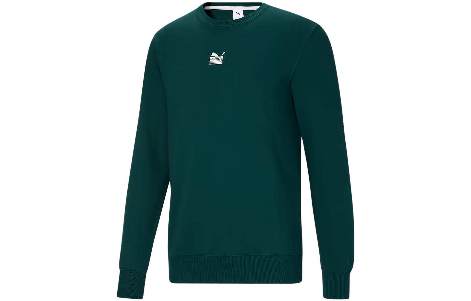 Puma Logo Printed Crewneck Sweatshirt Deep Green 533688-06