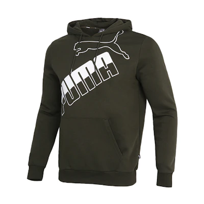 Puma Logo Printed Hoodie Men’s Casual Pullover - Olive Green 588667-70