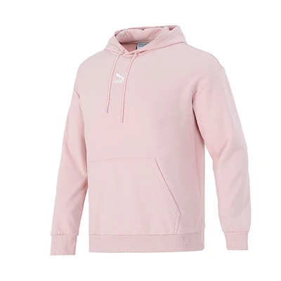 Puma Logo Printed Knit Pullover Hoodie for Men in Pink 533114-36