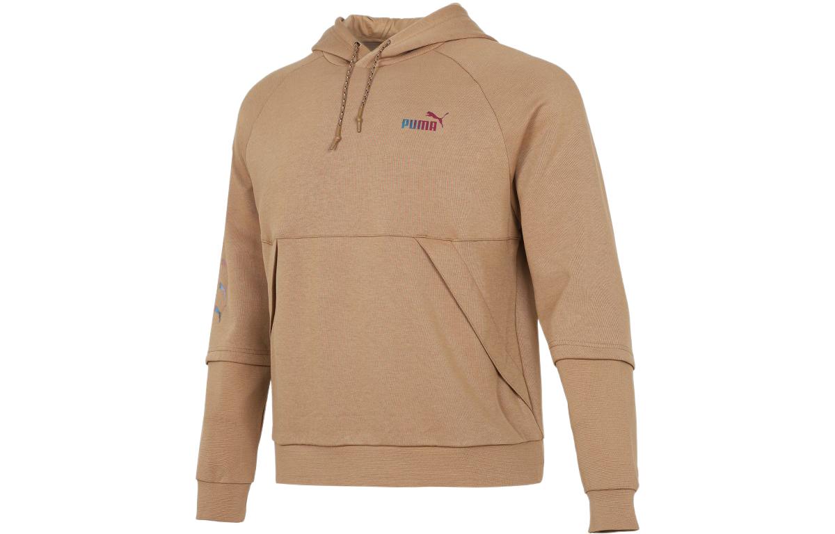 Puma Logo Printed Loose Fit Hoodie Khaki - Unisex Style 537016-63