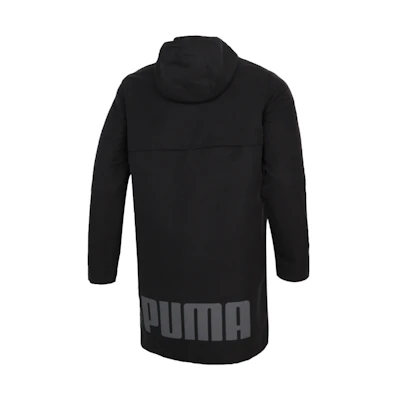 Puma Logo Printed Mid-Length Woven Hooded Jacket Black 588735-01