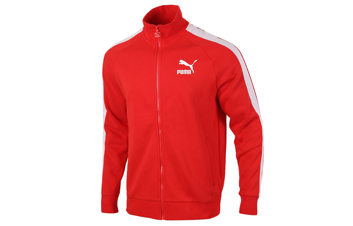 Puma Logo Retro Colorblock Fleece Warm-Up Jacket Red 530268-11