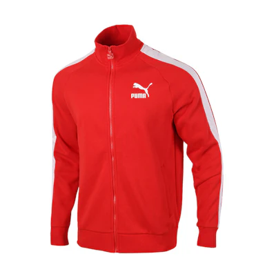 Puma Logo Retro Colorblock Fleece Warm-Up Jacket Red 530268-11
