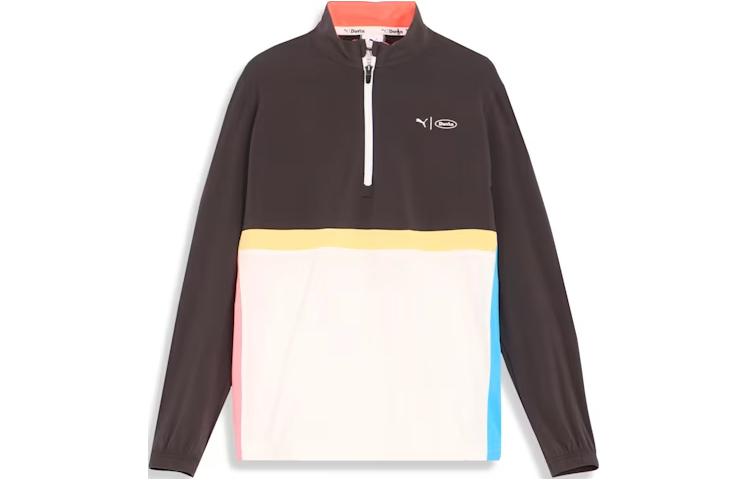 Puma Logo Retro Colorblock Pullover Track Jacket Black 623037-01