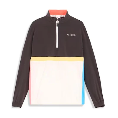 Puma Logo Retro Colorblock Pullover Track Jacket Black 623037-01
