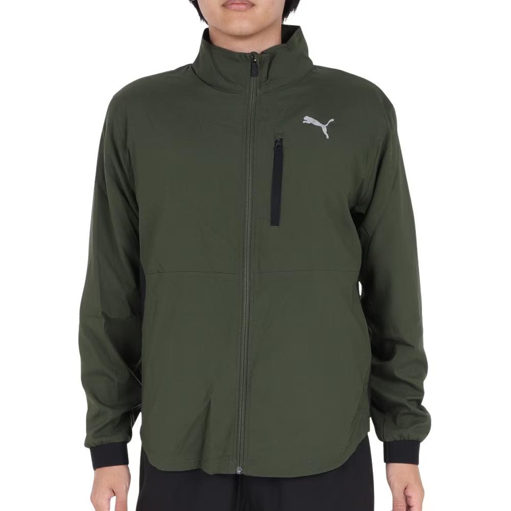 Puma Logo Zip-Up Track Jacket Olive Green Unisex 525020-31