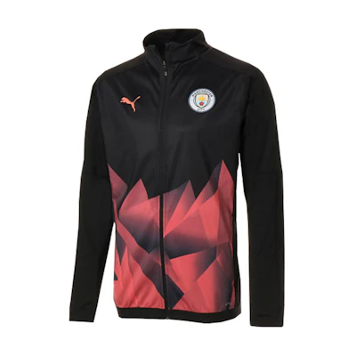 Puma Logo Zip High-Collar Long-Sleeve Manchester Retro Jacket Black Mens 756250-30