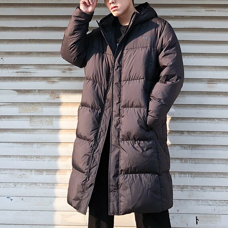 Shop Puma 長版連帽羽絨外套 - 冬季情侶款 黑色 581642-01