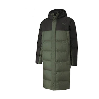 Puma Long Oversized Hooded Down Jacket, Logo Print, Green, Winter 585403-64