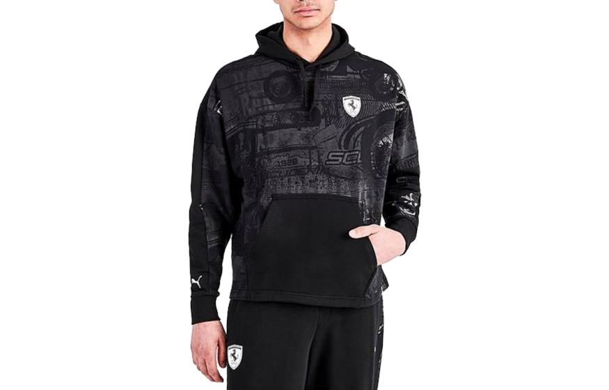 Puma Loose Fit Hoodie with Logo Print Black 53371801-001