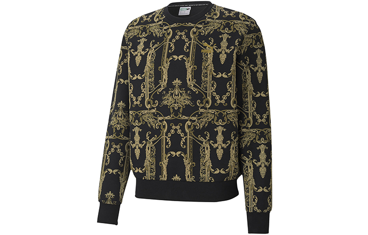 Puma Luxe AOP Crew Golden Knit Pullover Sweatshirt 530305-51