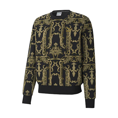 Puma Luxe AOP Crew Golden Knit Pullover Sweatshirt 530305-51