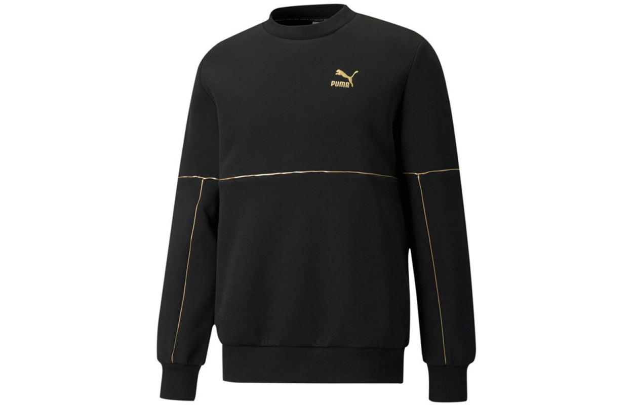 Puma Luxe Crew Embroidered Logo Pullover Sweatshirt Black 534410-01