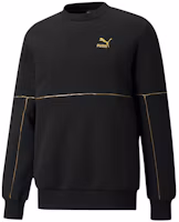Puma Luxe Crew Embroidered Logo Pullover Sweatshirt Black 534410-01 Puma Luxe Crew Embroidered Logo Pullover Sweatshirt Black 534410-01