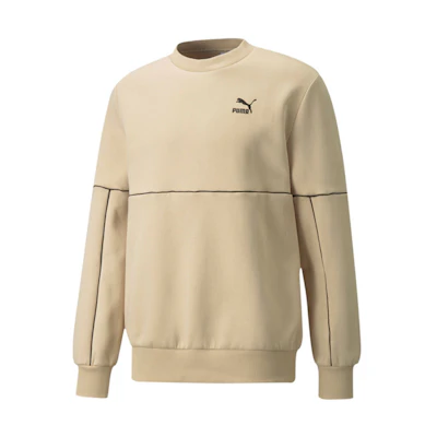 Puma Luxe Crew Embroidered Logo Sweatshirt Men’s Pullover Khaki 534410-20