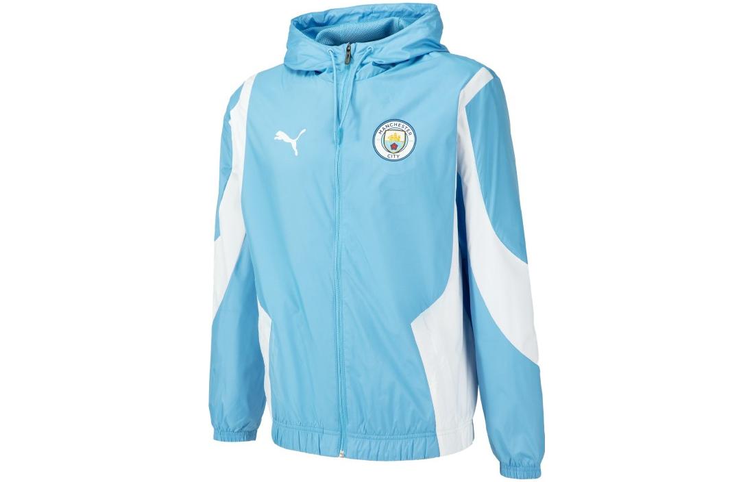 Puma Man City Prematch Woven Anthem Jacket Light Blue Hooded Outerwear 772846-01 圖 2