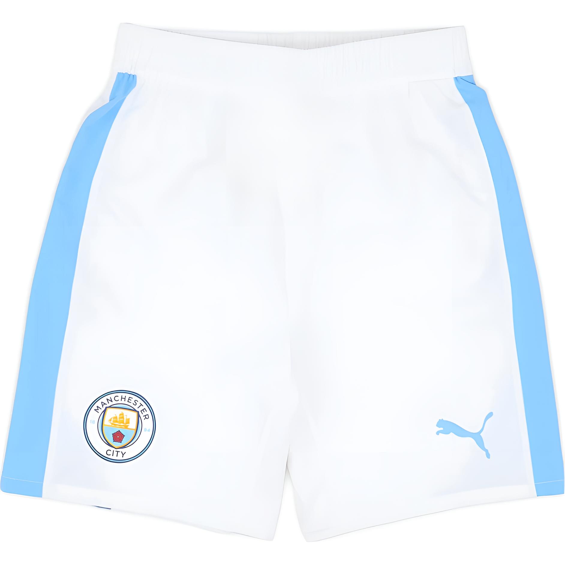 Puma Manchester City 2023-24 Player Home White Logo Soccer Pants Unisex Casual. 770479-04