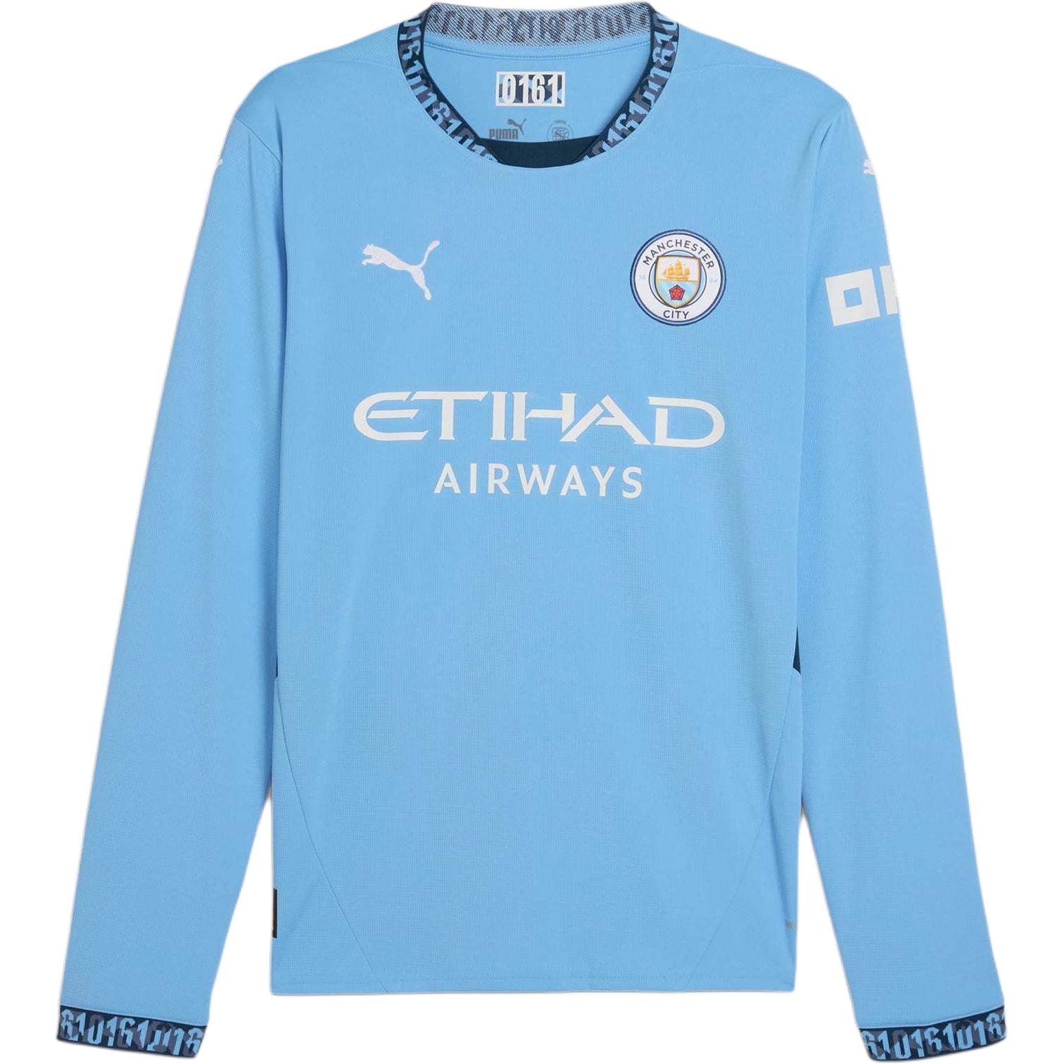 Puma Manchester City 2024-25 Home Long-Sleeve Jersey Men Ocean Blue. 775076-01