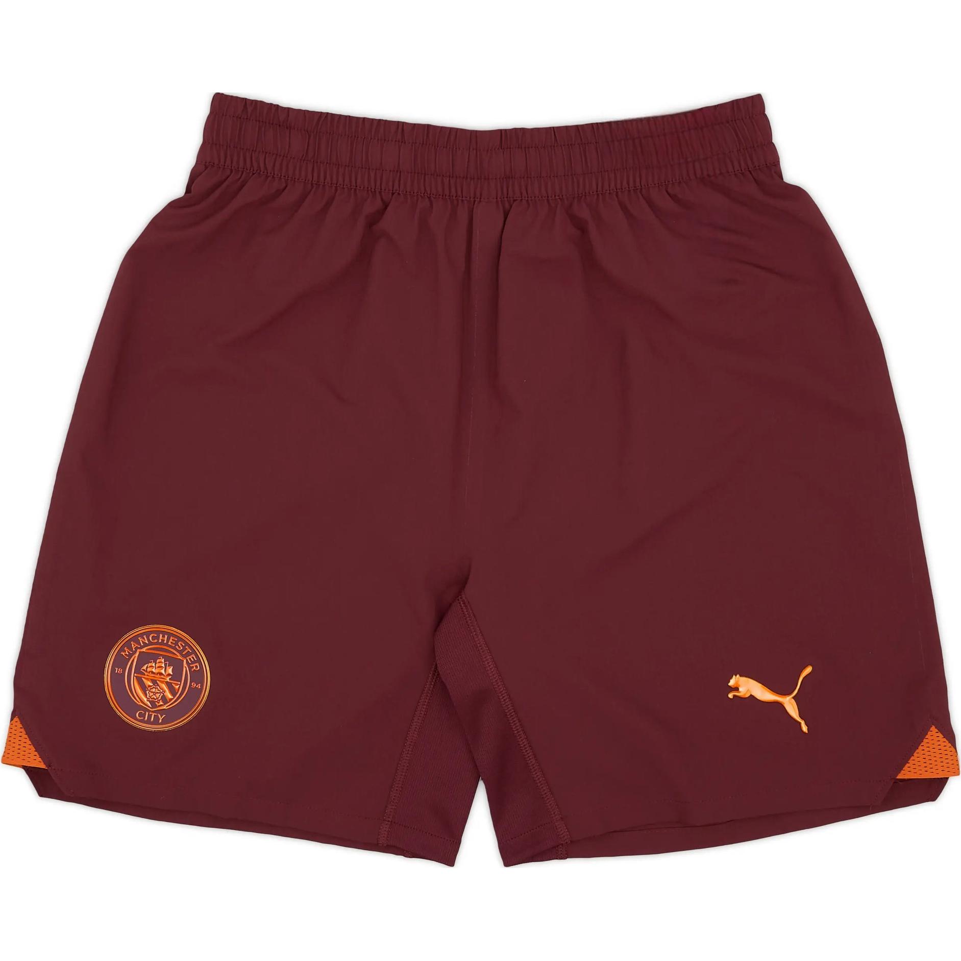 Puma Manchester City 23/24 Player Edition Away Elastic Football Shorts Red Mens. 770478-05