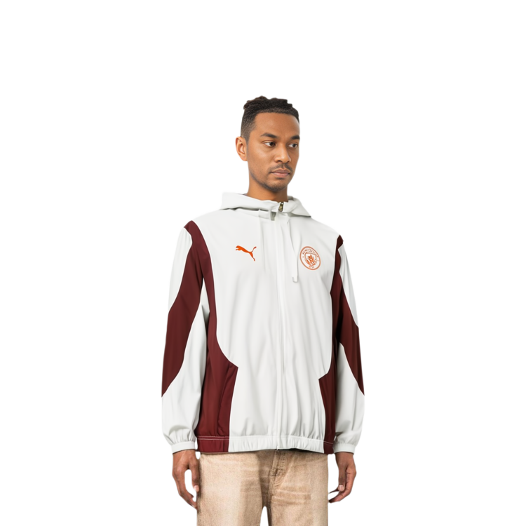 Details for 彪马曼城白色连帽训练夹克比赛前主题外套 772846-11