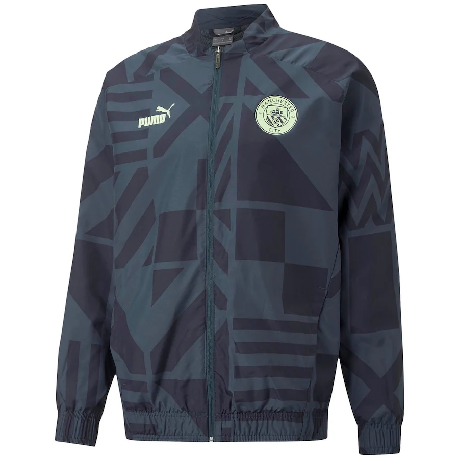 Puma Manchester City Logo Printed Zip-Up Jacket Navy Blue Outdoor Casual 767780-06