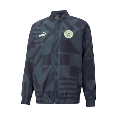 Puma Manchester City Logo Printed Zip-Up Jacket Navy Blue Outdoor Casual 767780-06