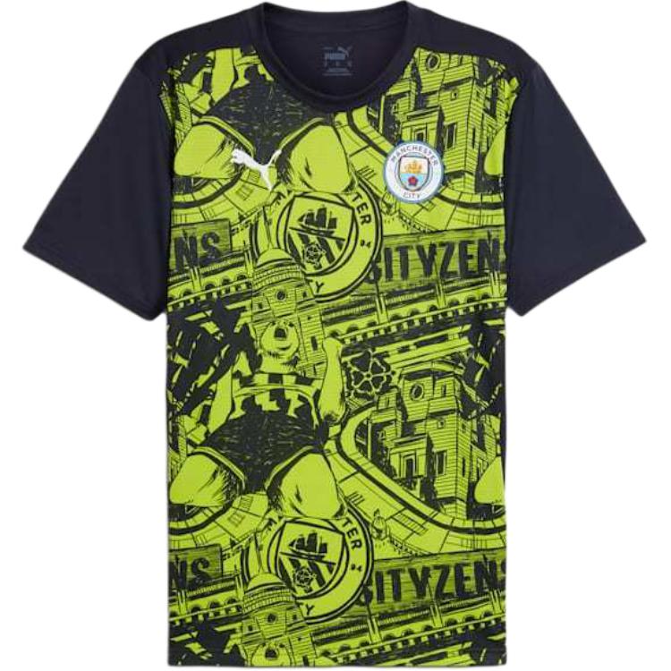 Puma Manchester City SS24 Logo Outdoor Crewneck Short-Sleeve Jersey Yellow/Blue Men. 777578-14