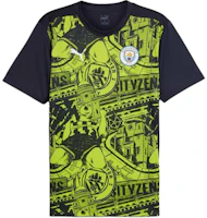 Puma Manchester City SS24 Logo Outdoor Crewneck Short-Sleeve Jersey Yellow/Blue Men. 777578-14 Puma Manchester City SS24 Logo Outdoor Crewneck Short-Sleeve Jersey Yellow/Blue Men. 777578-14