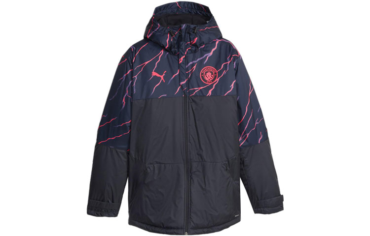 Order Puma 曼城冬季足球外套 男款 深海軍藍 連帽全拉鏈外套 772873-18