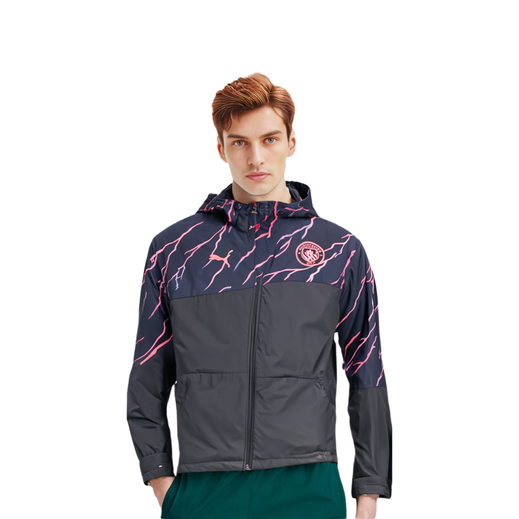 Sizing Puma 曼城冬季足球外套 男款 深海軍藍 連帽全拉鏈外套 772873-18