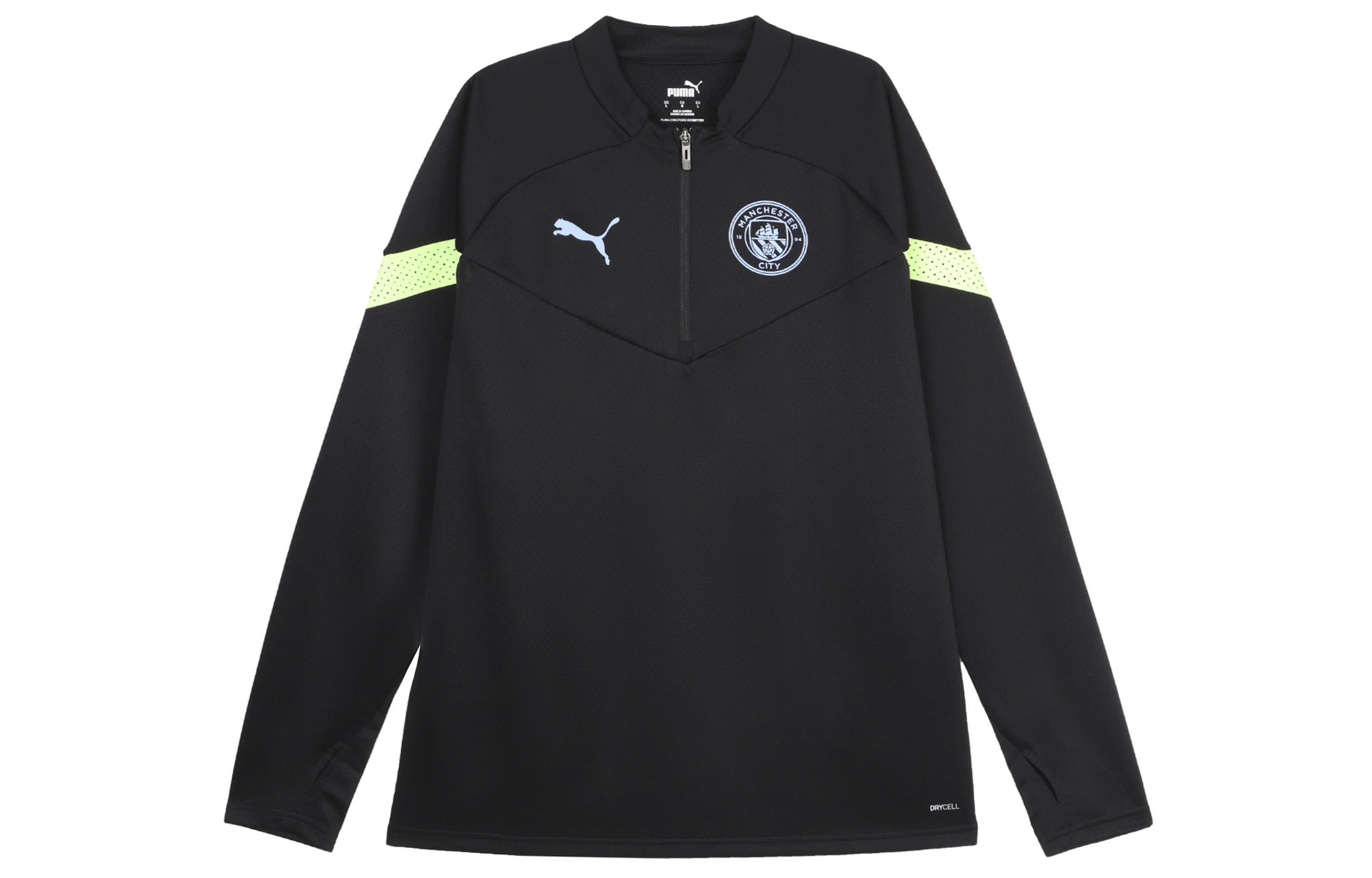 Puma MCFC Black Half-Zip Crewneck Sweatshirt with Logo Print 767753-11