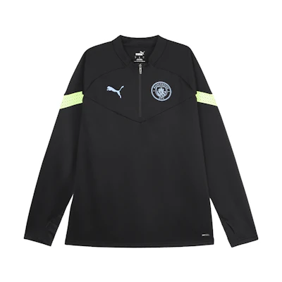 Puma MCFC Black Half-Zip Crewneck Sweatshirt with Logo Print 767753-11