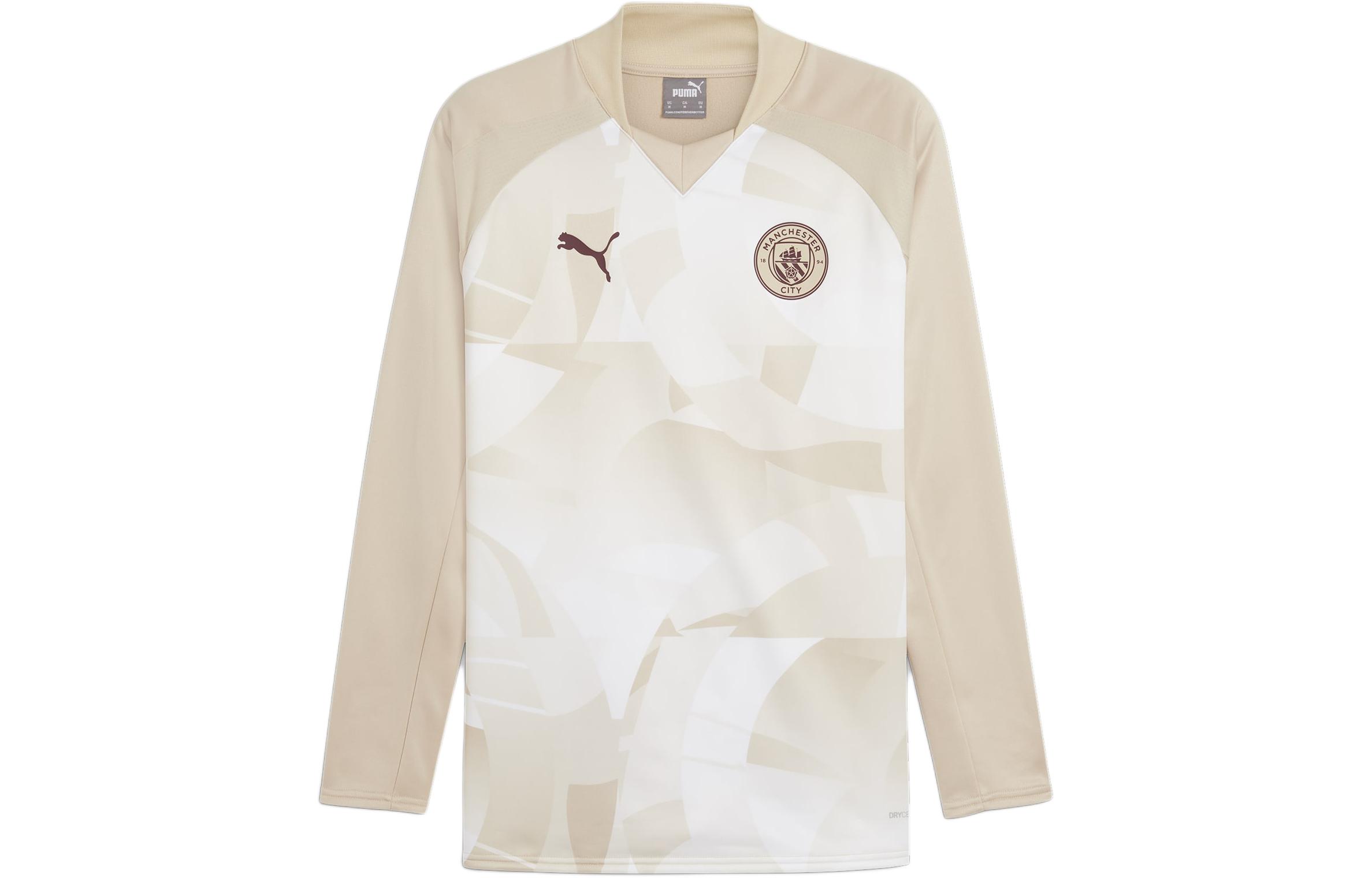 Puma MCFC Prematch Long Sleeve Sweatshirt Beige Casual Sportswear 774371-03