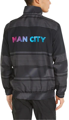 Puma MCFC 復古黑色幾何圖案徽標印花賽前運動外套 765180-03 Purchase Puma MCFC 復古黑色幾何圖案徽標印花賽前運動外套 765180-03