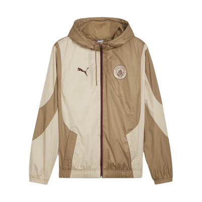 Puma MCFC Prematch Woven Hooded Jacket Men’s Casual Long Sleeve - Beige Colorblock 774372-04