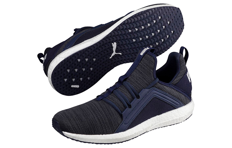 Puma Mega Energy Heather Knit Low Running Shoes Black/White/Blue 圖 5