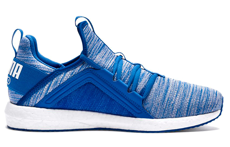 Order Puma Mega Energy Heather Knit Low Hardloopschoenen Blauw/Wit 191095-04