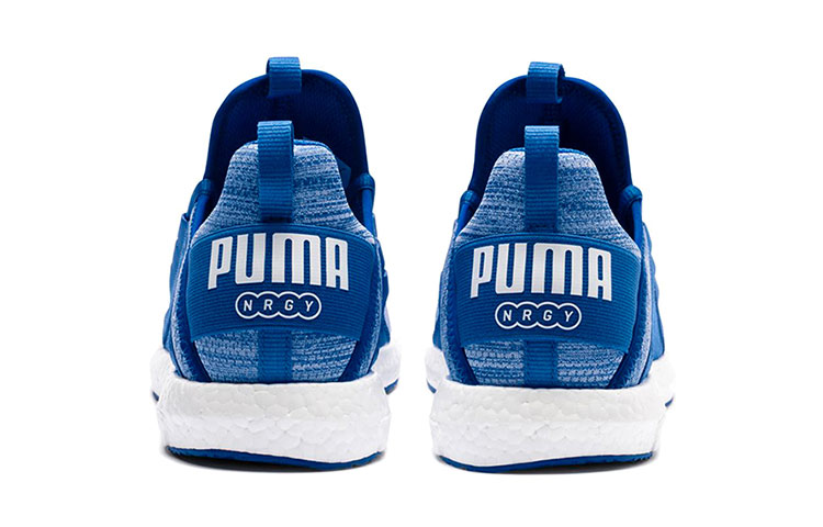 Shop Puma Mega Energy Heather Knit Low Hardloopschoenen Blauw/Wit 191095-04