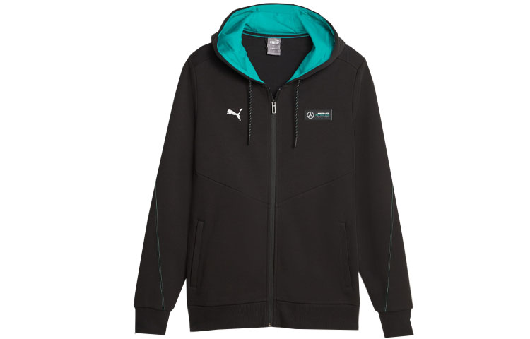 Puma Mercedes-AMG PETRONAS Black Full-Zip Colorblock Hooded Sweatshirt 621147-01