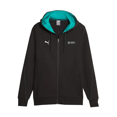 Puma Mercedes-AMG PETRONAS Black Full-Zip Colorblock Hooded Sweatshirt 621147-01